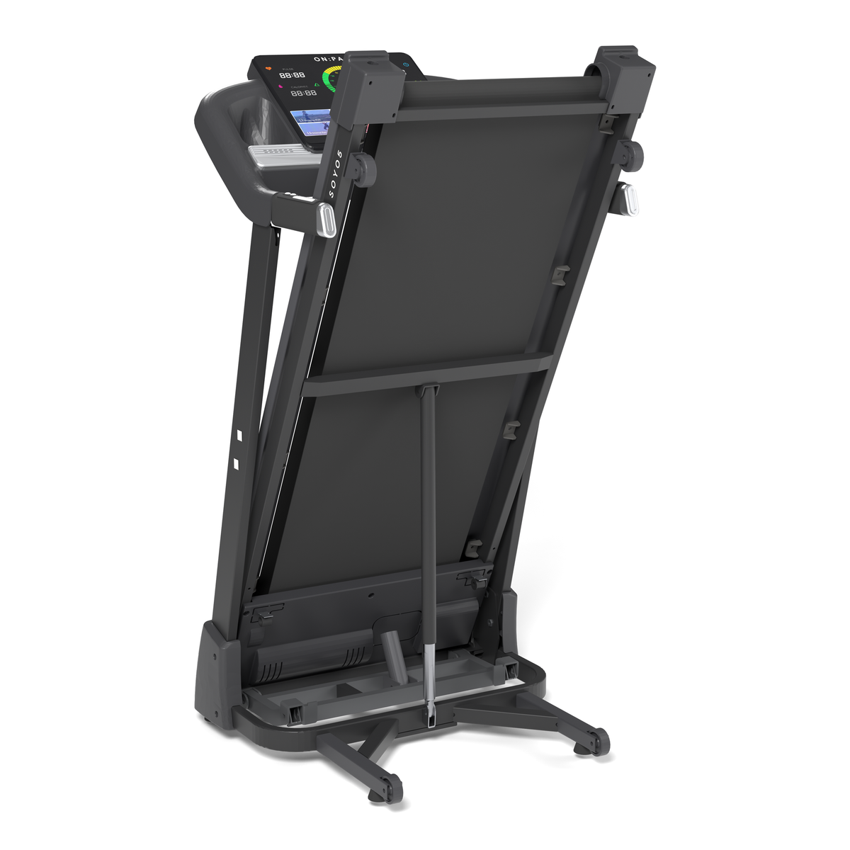 The SOYO 5 folded upright, seen from the rear left