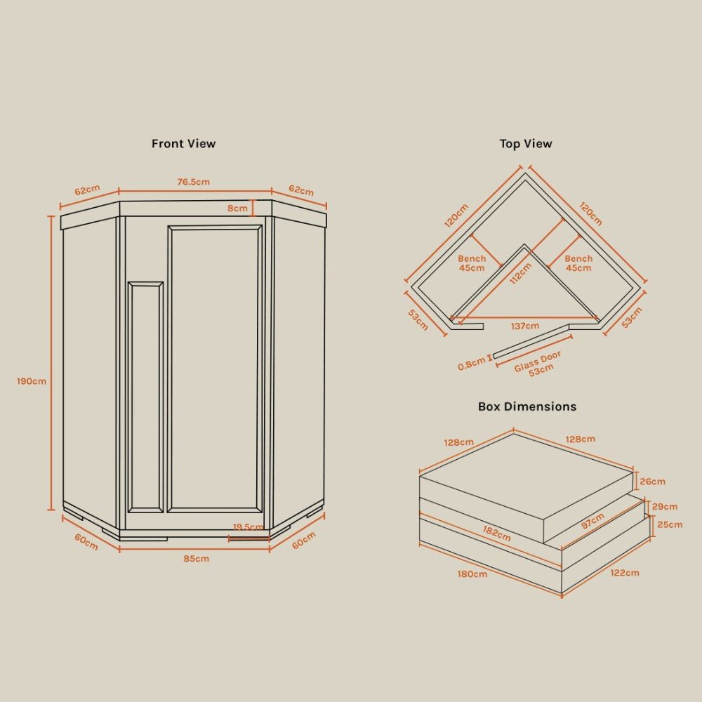 ReGen8 Duo Corner - 2 Person 2200W Infrared Sauna