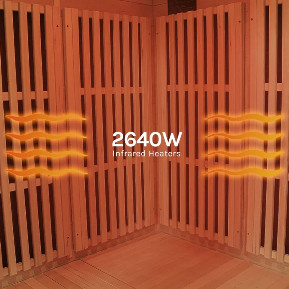 ReGen8 Quadro Corner - 4 Person 2640W Infrared Sauna (Natural)