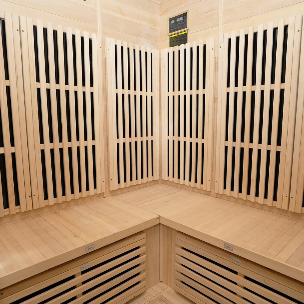 ReGen8 Quadro Corner - 4 Person 2640W Infrared Sauna (Natural)