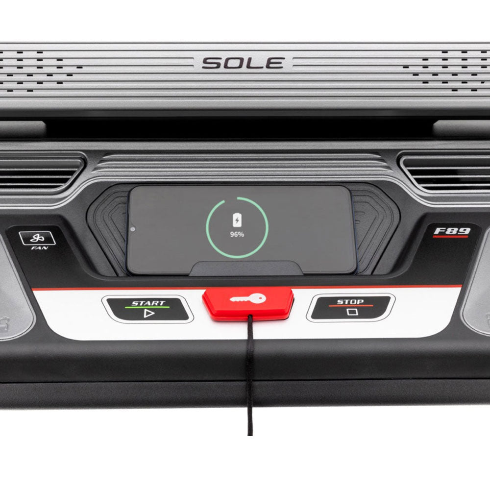 sole f89 treadmill wireless phone charger front