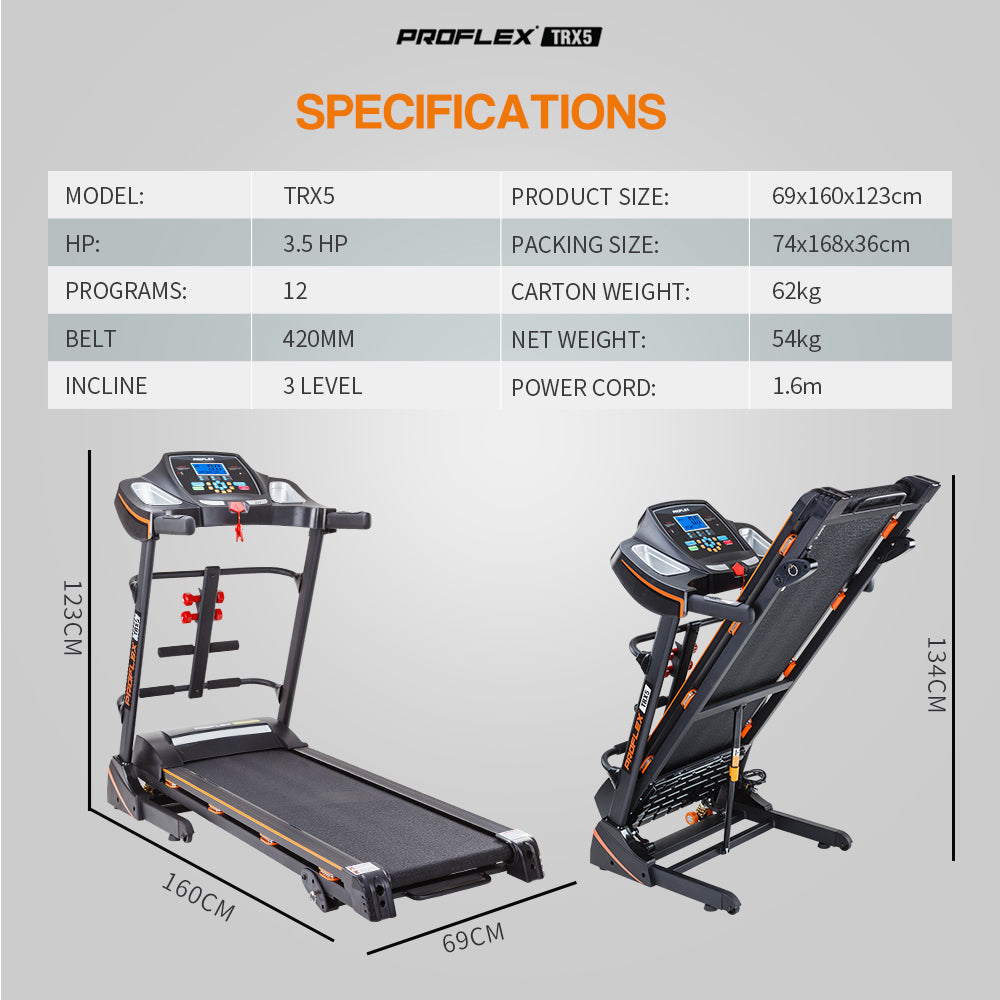 PROFLEX Treadmill w/ Fitness Tracker