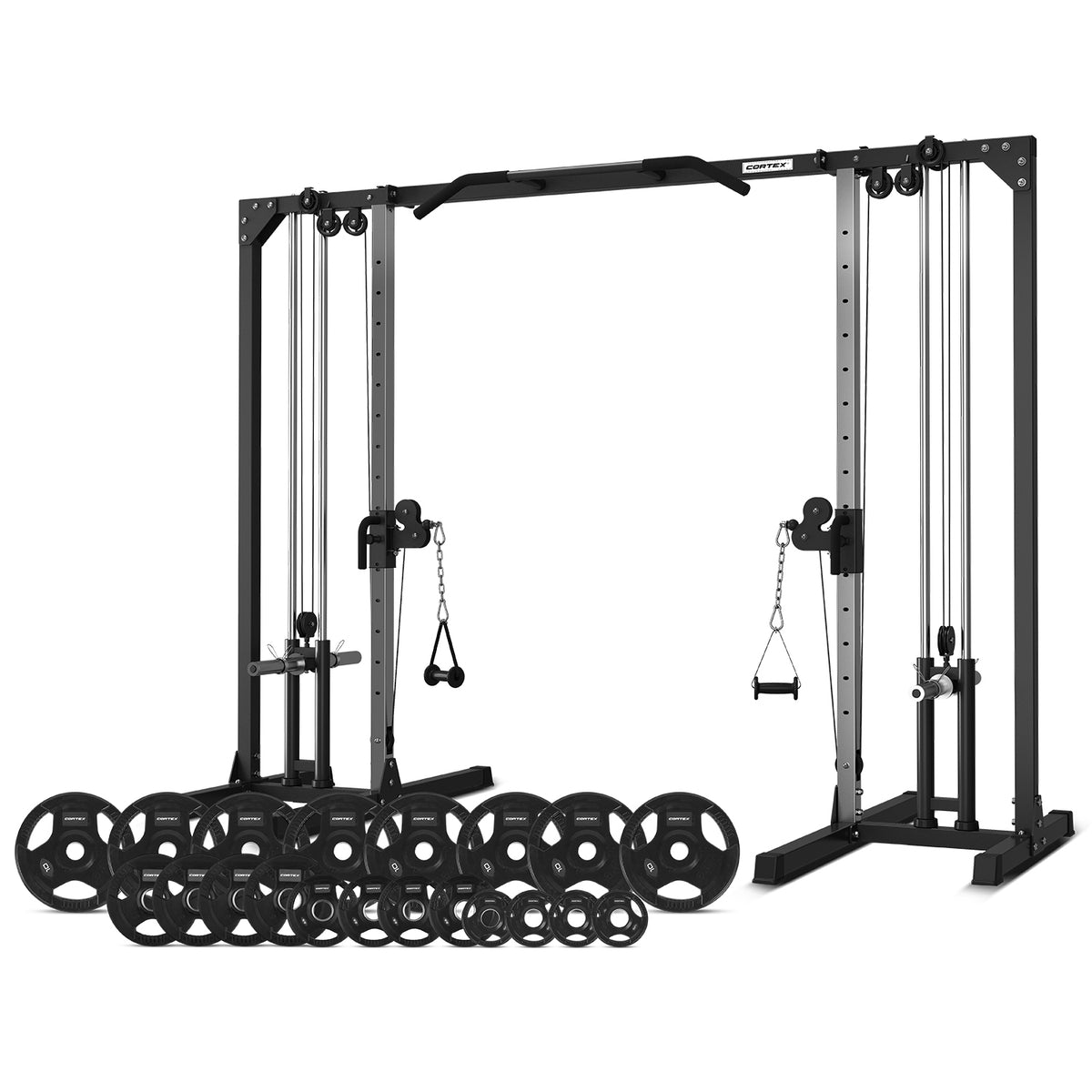 CORTEX FT-11 Plate Loaded Cable Crossover Station with 115kg Olympic Tri-Grip Weight Set