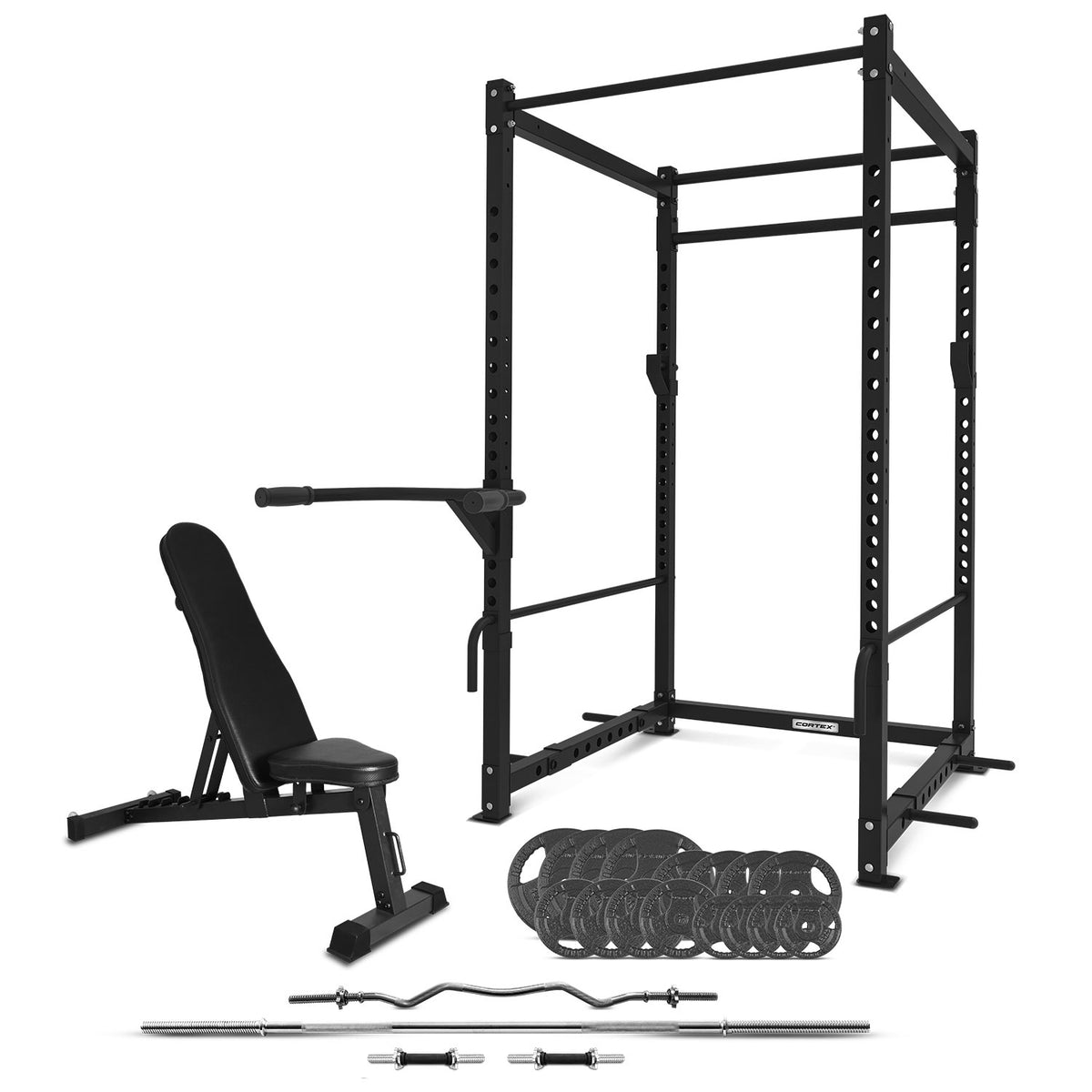CORTEX PR3 Full Power Rack with 90kg Standard Tri-Grip Weight, Bar and Bench Set