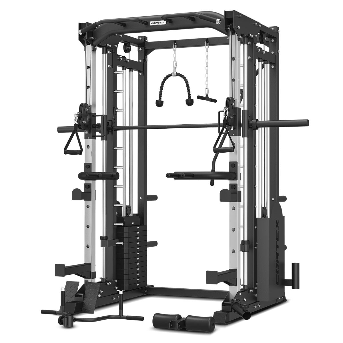 CORTEX SM-25 6-in-1 Power Rack with Smith &amp; Cable Machine + BN6 Bench + 130kg Olympic Weight Plate &amp; Barbell Package