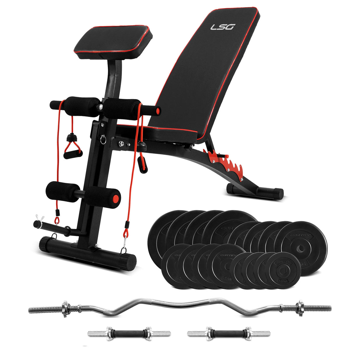 LSG GBN007 FID Bench with 84kg Weight and Bar set