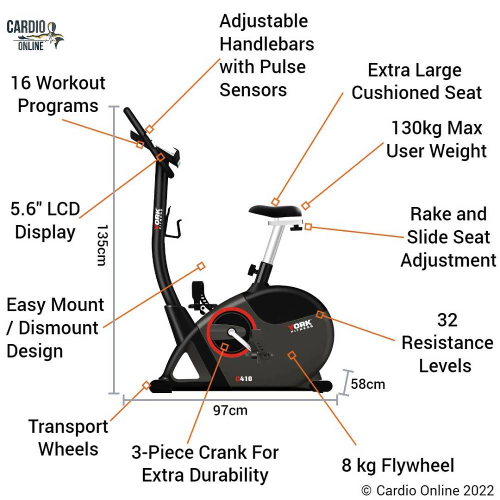York C410 Exercise Bike Features
