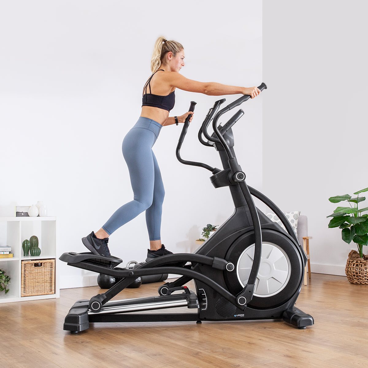 Lifespan Fitness XT-40 Ascender Incline Cross Trainer featuring adjustable incline, dual-action handlebars, and a sleek design, perfect for low-impact cardio workouts at home.